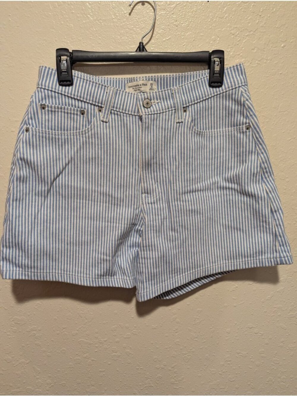 Abercrombie & Fitch Blue and White Striped Jean Shorts